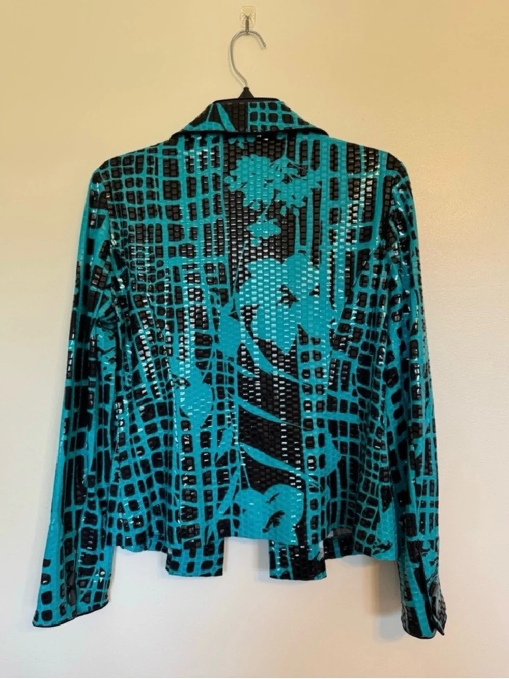 Vtg Clara S Women's Med Jacket Liquid Look Chunky Button 90s Friends Whacky GUC - Picture 2 of 10